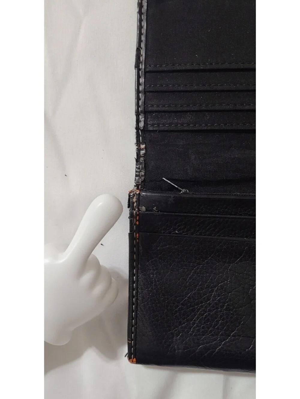 Vtg Kenneth Cole Reaction Black Leather Trifold Wallet  Clutch CC Organizer FUC